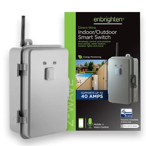 enbrighten z-wave plus 40-amp indoor/outdoor metal box smart switch|z wave plus receptacle.